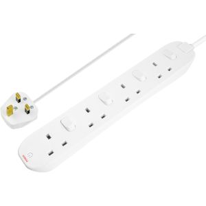 Extension lead 4 gang switched 2 metres white
