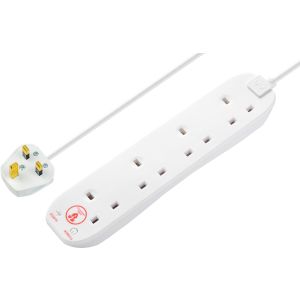 Extension lead 4 gang 2 metres with surge protection white
