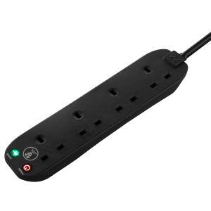 Extension lead 4 gang 2 metres with surge protection black
