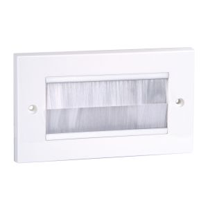 All White Double Width Cable Entry/Exit Faceplate