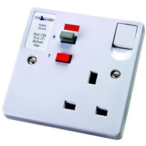 RCD Single &amp; Double Sockets - RCD socket 1 gang 30mA 13A - white