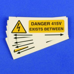 Danger 415 volts between phases - 75 x 25mm Pk10