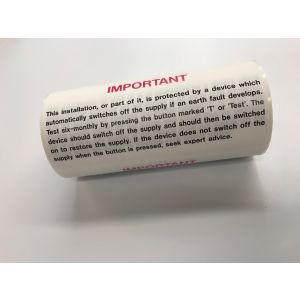 RCD test label - 130 x 60mm Pk100