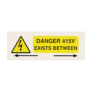 Danger 415v exists between phases - 75 x 75mm Pk5