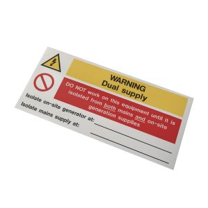  Dual supply notice - 130 x 60mm 