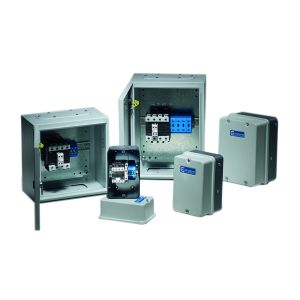 Metal enclosed 4 pole contactor 25A 230V coil