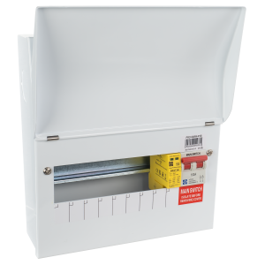 Consumer Unit 8-way 100A main sw + T2 SPD sq ko