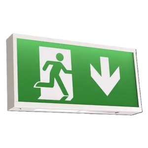 Emergency exit sign large self-test white