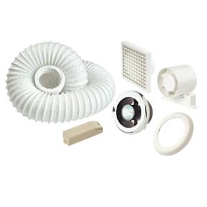 100mm In-line Axial shower light fan + timer