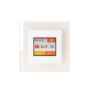 White / white glass colour touchscreen thermostat 