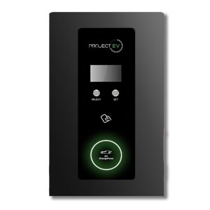 EV charger dual 7.3KW wall mtg pro earth RFID 63A blk
