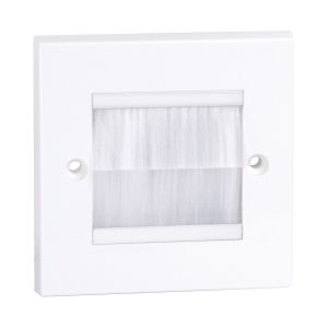 Single Width Cable Entry/Exit Faceplate All White