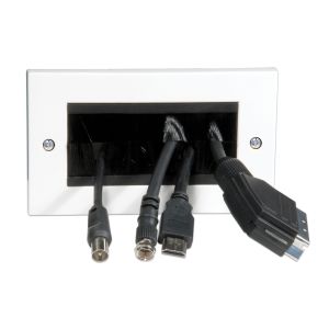 Double Width Wall Plate for Managing Multiple Cable Entries/Exits