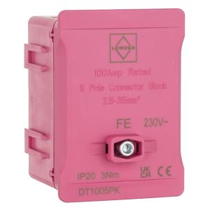 Terminal block 5-way 100A pink